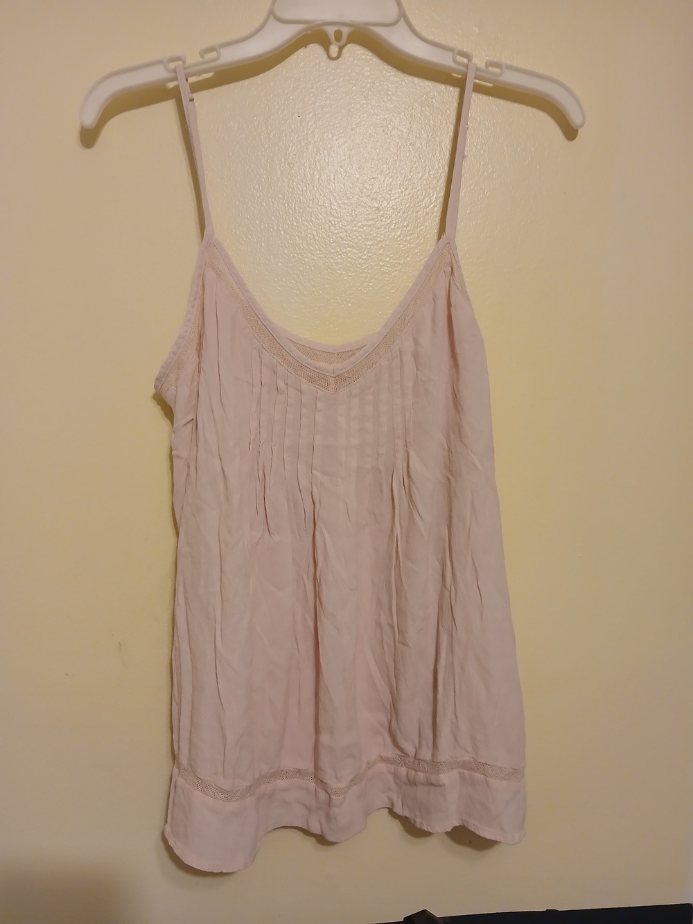 GAP Light Pink Pleated Lace-Trim Camisole